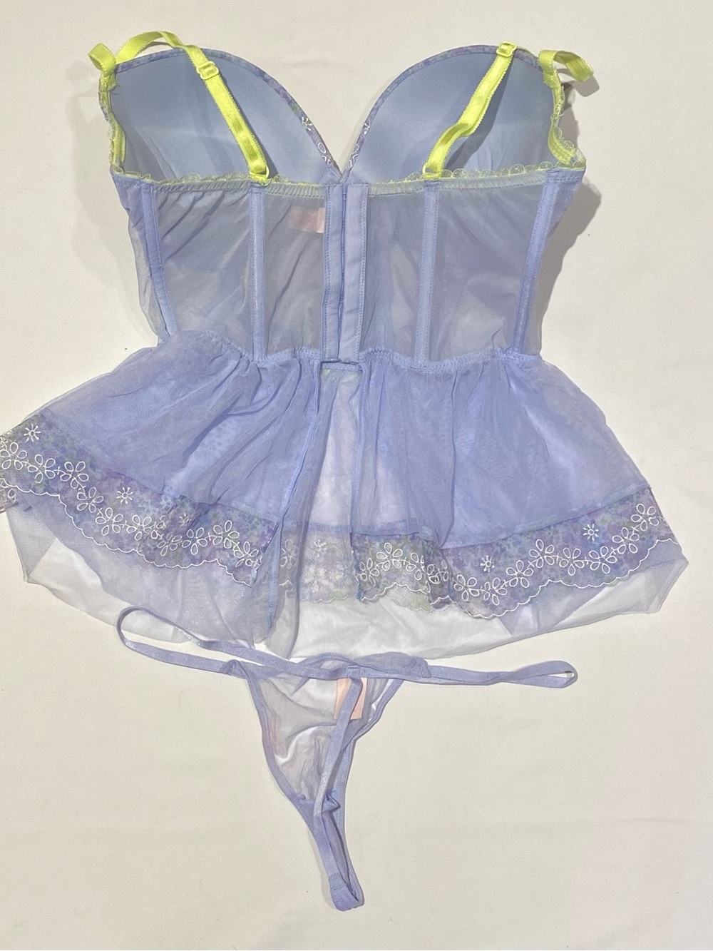 Victoria's Secret Dream Angels Lavender Floral Mesh Babydoll Corset, size 36D - Picture 2 of 7
